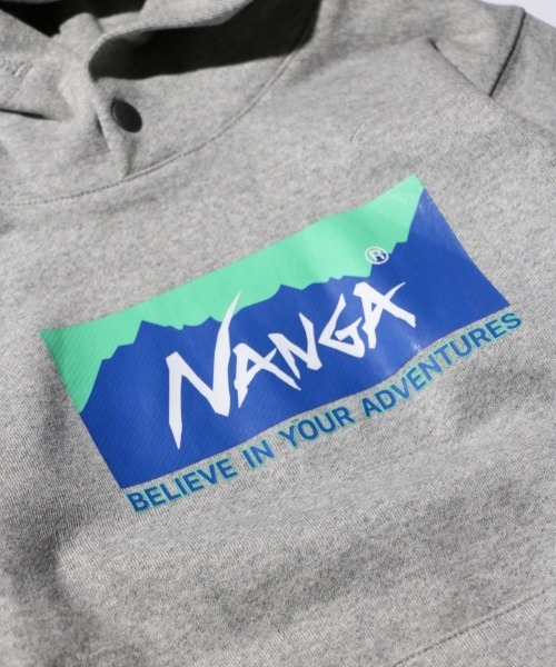 パーカー NANGA/ナンガ ECO HYBRID BOX LOGO KIDS SWEAT HOODIEエコハイブリットボックスロゴフーディキッズの画像