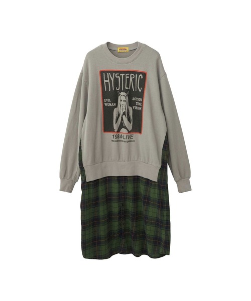 HYSTERIC GLAMOUR」 ドッキングワンピース FREE グレー レディース 