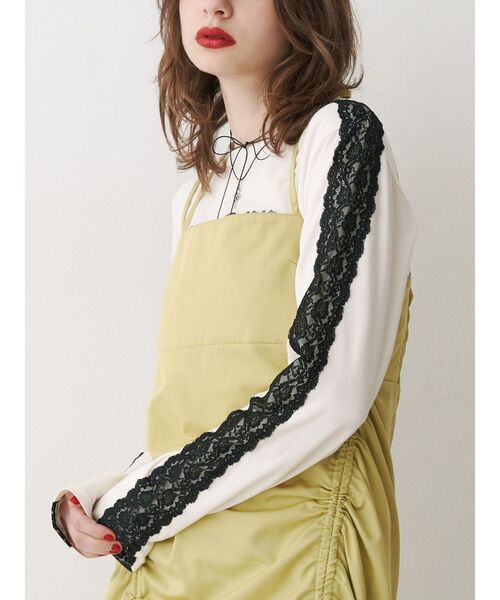 jouetie tシャツ シャイニーロゴレースライントップス/ロンT