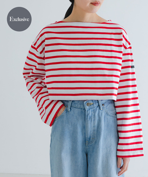 tシャツ 「別注」Le minor×UR　Border cropped T-shirts レディース