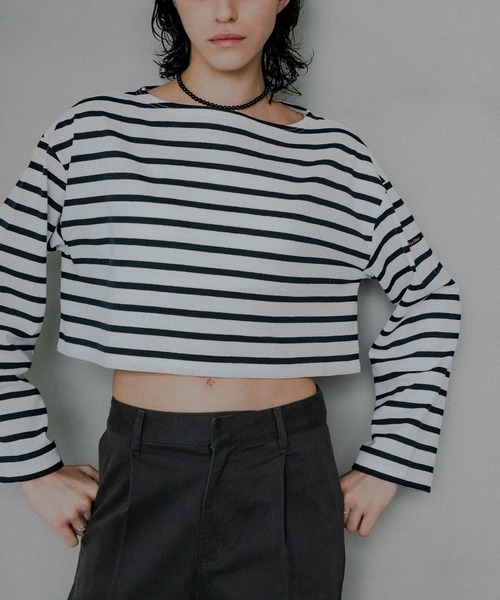 tシャツ 「WEB/一部店舗限定」「別注」Le minor×UR　Border cropped Tee レディース Le Minor tシャツ 「WEB/一部店舗限定」「別注」Le minor×UR