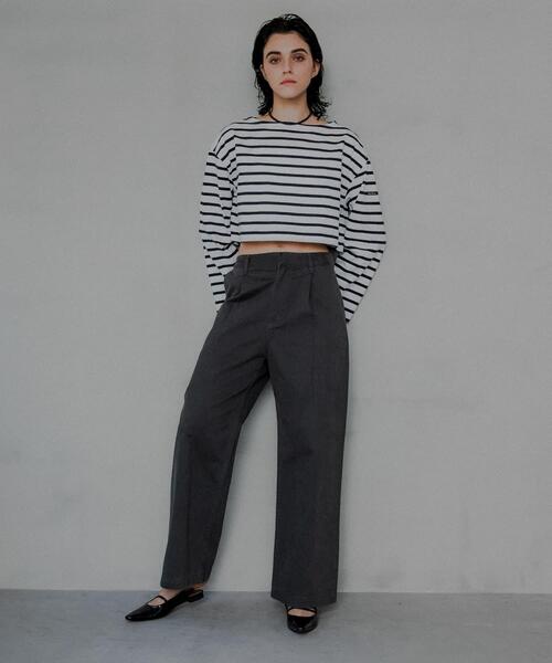 【Bla/marine】『別注』Le minor×UR Border cropped T-shirts Le Minor（ルミノア） tシャツ 「別注」Le minor×UR Border cropped T