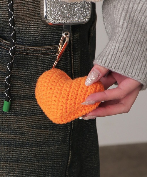 ROOP TOKYO キーホルダー Knitted stuffed heart key chain/編みぐるみ