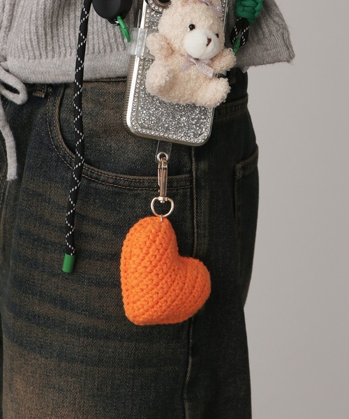 ROOP TOKYO キーホルダー Knitted stuffed heart key chain/編みぐるみ