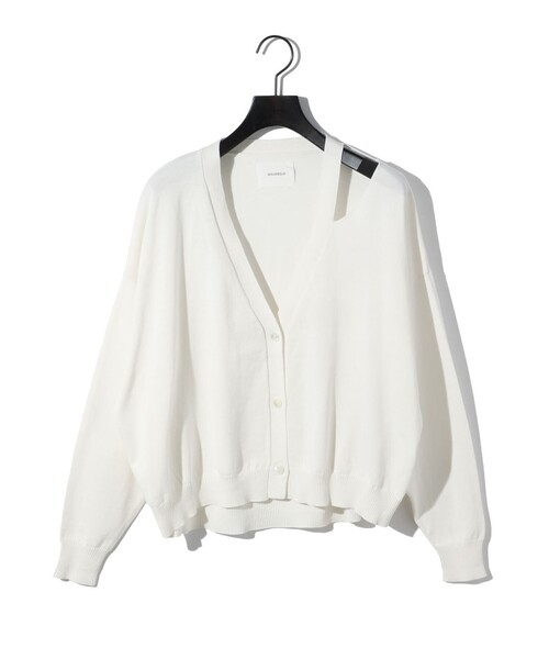 カーディガン MIDIUMISOLID for Ladies カットアウトネックワイドカーディガン レディース