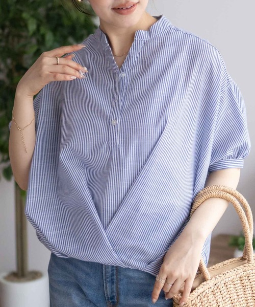 NAVY ブラウス シャツ 夏 裾タックスキッパーブラウス レディース