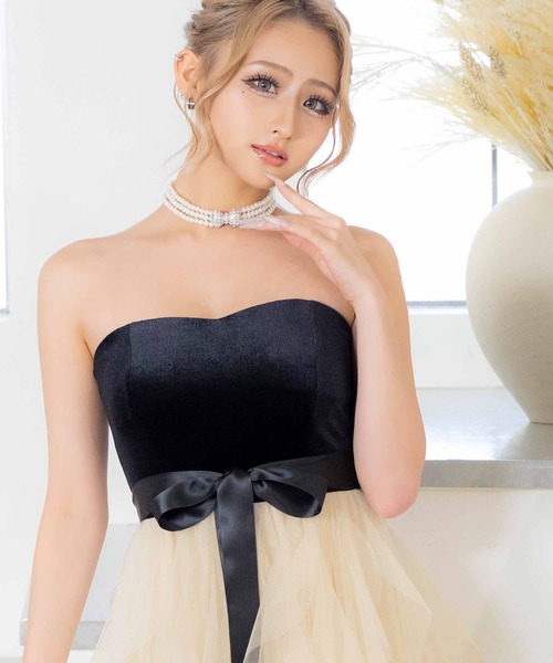 Tika（ティカ） ドレス キャバドレス ロング フレア ベアベロア