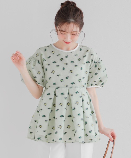 セール】ミックスカラー花柄ジャガードトップス（その他トップス