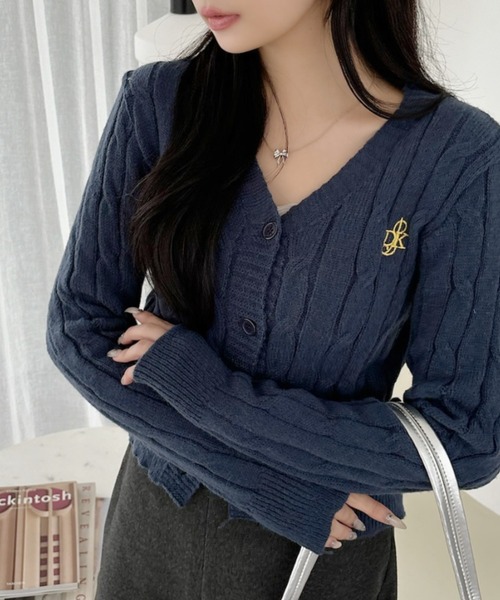 VIVID LADY」 ニットカーディガン FREE ネイビー レディース