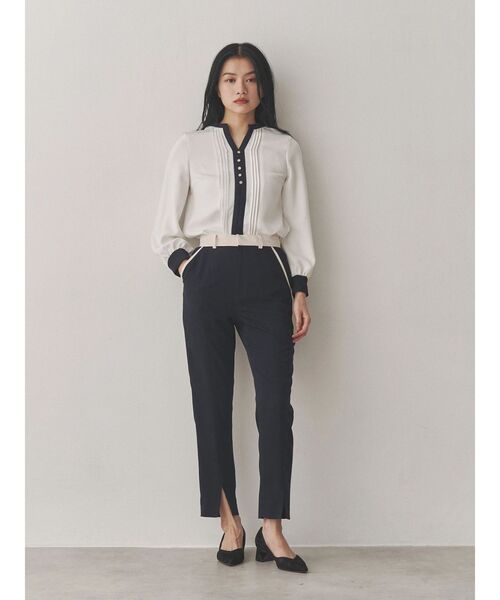 ブラウス シャツ バイカラースキッパーピンタックブラウス レディース TONAL ブラウス シャツ バイカラースキッパーピンタックブラウス