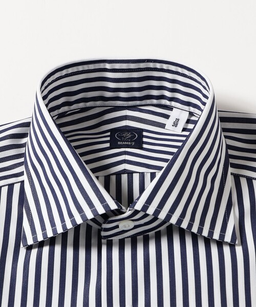 BEAMS F（ビームスF） シャツ コットン ネイビー ロンドンストライプ