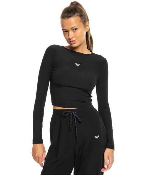 tシャツ Cleanfit rib S/S レディース ROXY tシャツ RISE ＆ VIBE RIB LS /ロキシークロップド丈リブ
