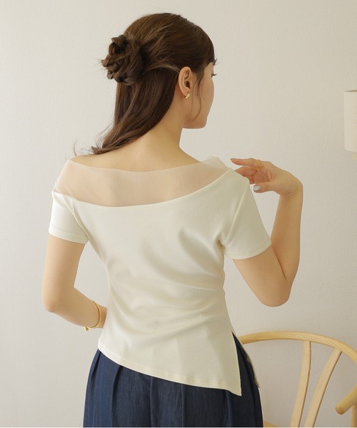 レディース 【美品】syellraffine フラワートップス半袖 ホワイト