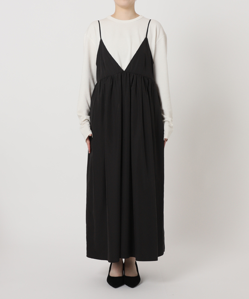 【値下げ・新品未使用品】SLOBE IENA タフタギャザーキャミワンピース SLOBE IENA（スローブイエナ）の「タフタ ギャザーキャミ