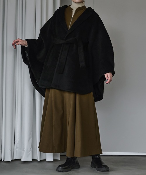 「Ezick」 ポンチョコート FREE ライトグレー レディース_画像3