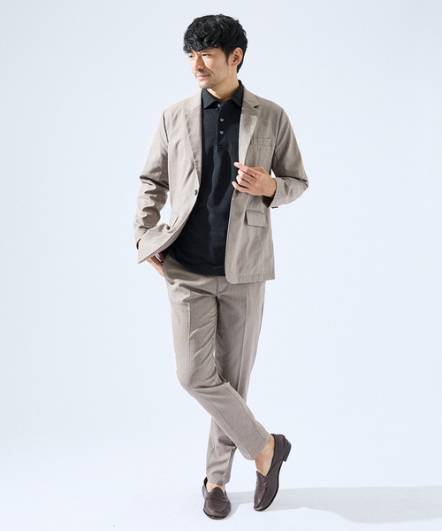 ABAHOUSE GRAY スラックス 「セットアップ対応」吸水速乾 リネンライク