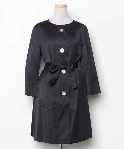 TOMORROWLAND コート　アウター　ノーカラージャケット　コート　38 TOMORROWLAND（トゥモローランド） ノーカラーコート 38 ブラック