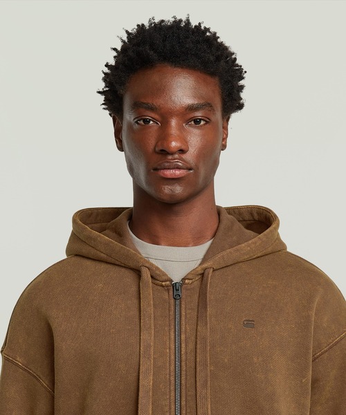 G-STAR RAW パーカー WASHED LOOSE FULL ZIP HOODIE/ヴィンテージ