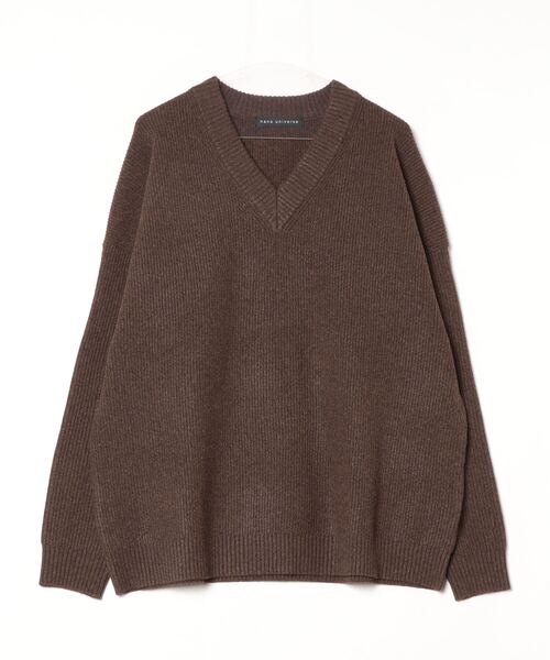 NANO universe（ナノ・ユニバース） Vネックニット M ブラウン メンズ