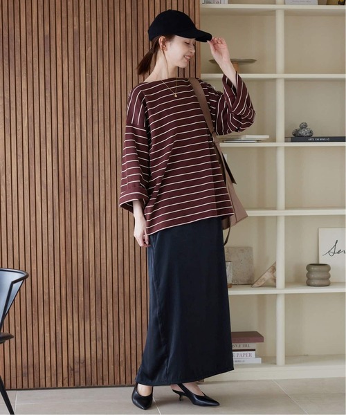 ※ぽち※スローブイエナ　ビックボーダープルオーバー　グレー SLOBE IENA tシャツ 「追加」ビックボーダープルオーバー