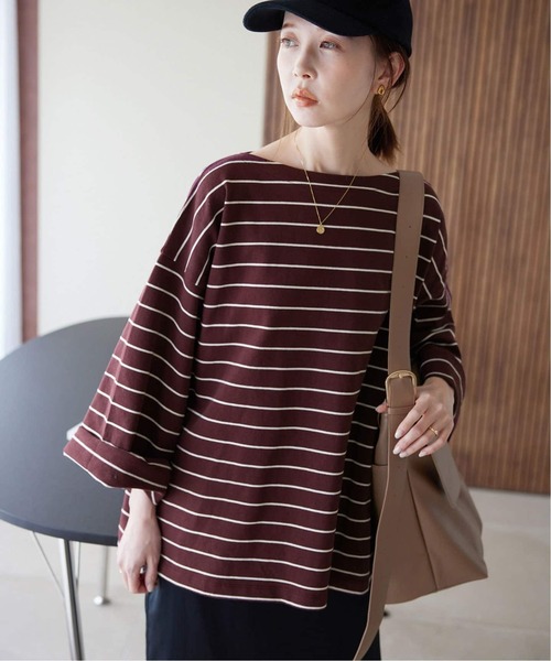 ※ぽち※スローブイエナ　ビックボーダープルオーバー　グレー SLOBE IENA tシャツ 「追加」ビックボーダープルオーバー