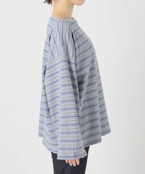 ※ぽち※スローブイエナ　ビックボーダープルオーバー　グレー SLOBE IENA tシャツ 「追加」ビックボーダープルオーバー