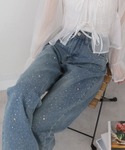 ジーンズ デニム デニムパンツ ジルコン+星ス...の詳細画像3