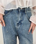 ジーンズ デニム デニムパンツ ジルコン+星ス...の詳細画像2