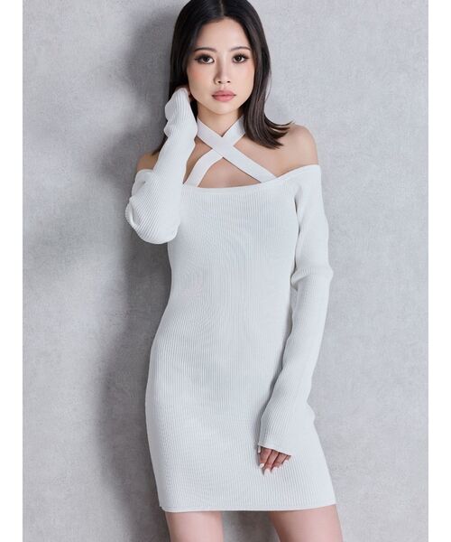 限定セール大人気2WAYチョーカーオフショルニットワンピース GYDA（ジェイダ） ワンピース 2WAYチョーカーオフショルニット