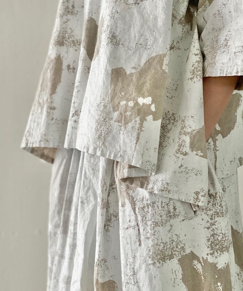 「Plantation」 7分袖ブラウス M size グレー レディース_画像2