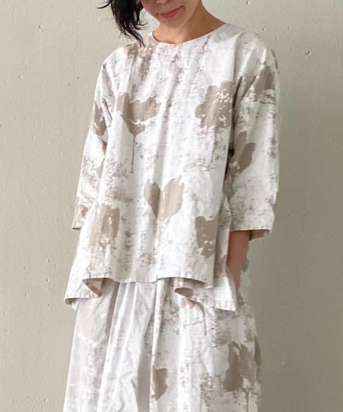 「Plantation」 7分袖ブラウス M size グレー レディース_画像6