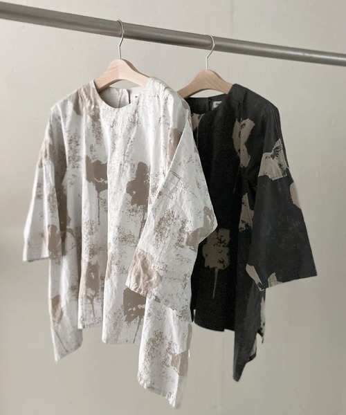 「Plantation」 7分袖ブラウス M size グレー レディース_画像8