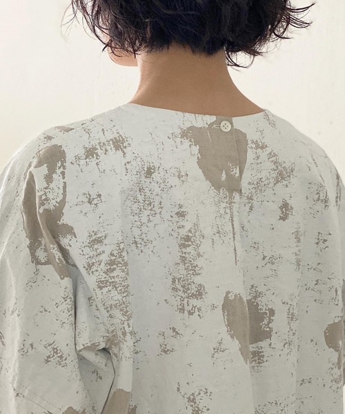 「Plantation」 7分袖ブラウス M size グレー レディース_画像9