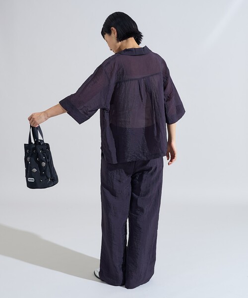ブラウス シャツ スラブ風 シアー 半袖シャツ/オープンカラーシャツ「セットアップ対応」 レディース FREAK'S STORE ブラウス シャツ スラブ風 シアー 半袖シャツ