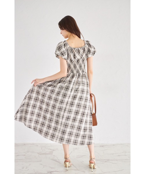 tocco closet ワンピース レース＆リボン装飾チェック柄ウエスト