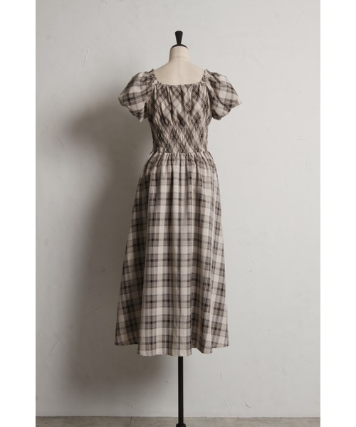 tocco closet ワンピース レース＆リボン装飾チェック柄ウエスト