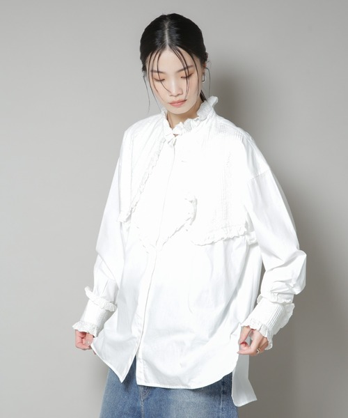 ブラウス シャツ Sara mallika/COTTON PINTUCK LACE BLOUSE レディースの画像