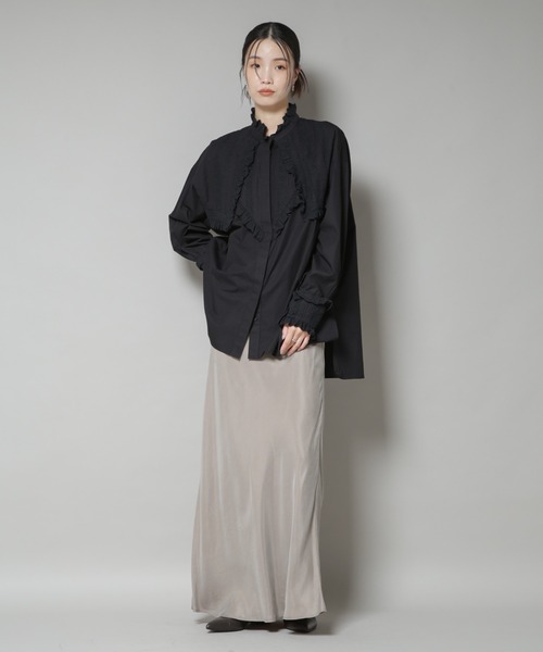 ブラウス シャツ Sara mallika/COTTON PINTUCK LACE BLOUSE レディースの画像