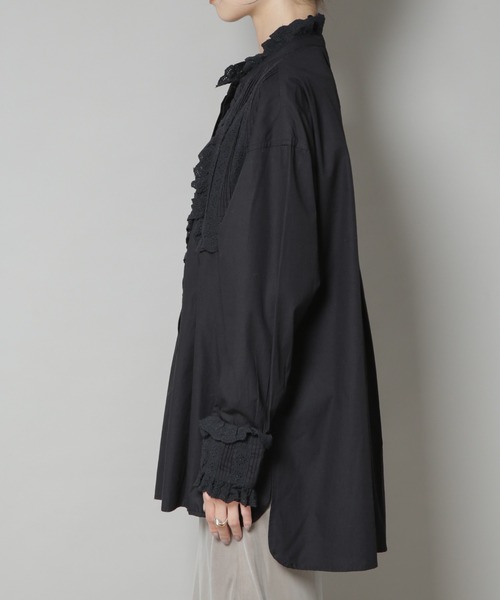 ブラウス シャツ Sara mallika/COTTON PINTUCK LACE BLOUSE レディースの画像