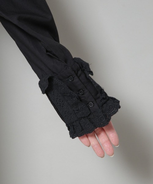 ブラウス シャツ Sara mallika/COTTON PINTUCK LACE BLOUSE レディースの画像