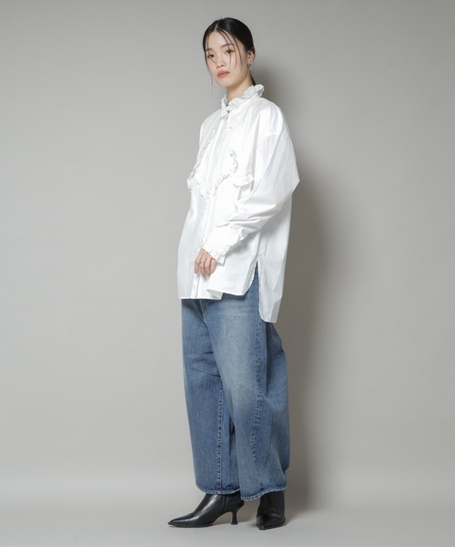 ブラウス シャツ Sara mallika/COTTON PINTUCK LACE BLOUSE レディースの画像
