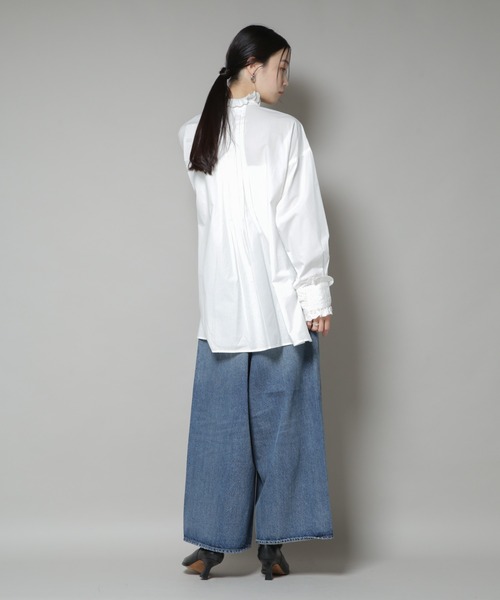 ブラウス シャツ Sara mallika/COTTON PINTUCK LACE BLOUSE レディースの画像