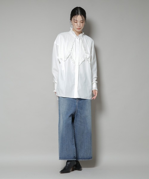 ブラウス シャツ Sara mallika/COTTON PINTUCK LACE BLOUSE レディースの画像