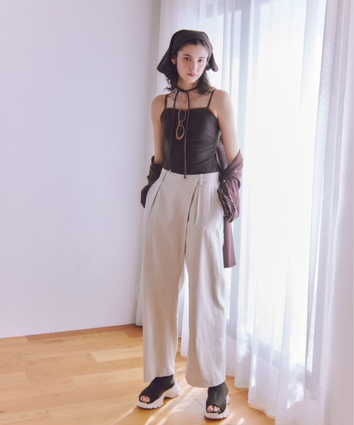 「emmi」 フラットサンダル 23.5cm ブラウン レディースの画像