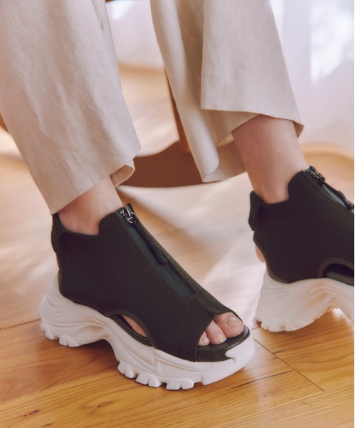 「emmi」 フラットサンダル 23.5cm ブラウン レディースの画像