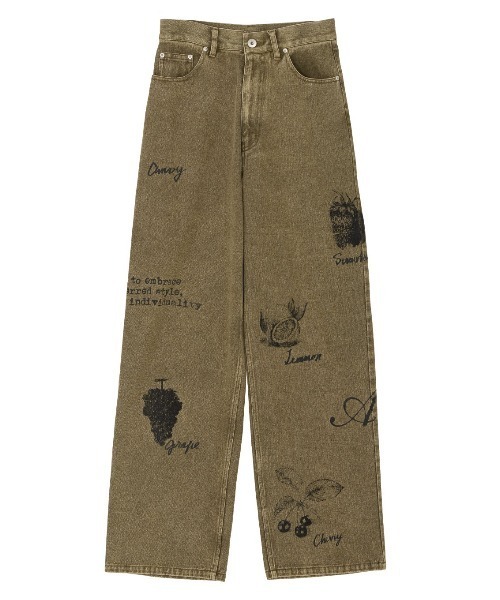 パンツ Ameri FIORE PRINT DENIM PANTS Ameri（アメリ） ジーンズ デニム デニムパンツ PAINT MOTIF PRINT