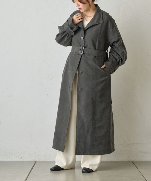 ヴィンテージのグレーロングコート　トレンチコート MIESROHE（ミースロエ） トレンチコート コート 撥水ECOトレンチCT
