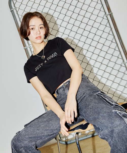 「JUST A NOON」 半袖Tシャツ FREE カーキ レディース_画像7