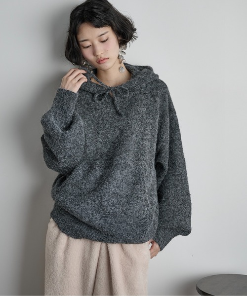 THE Yon ニット セーター ニットルーズフーディー レディース