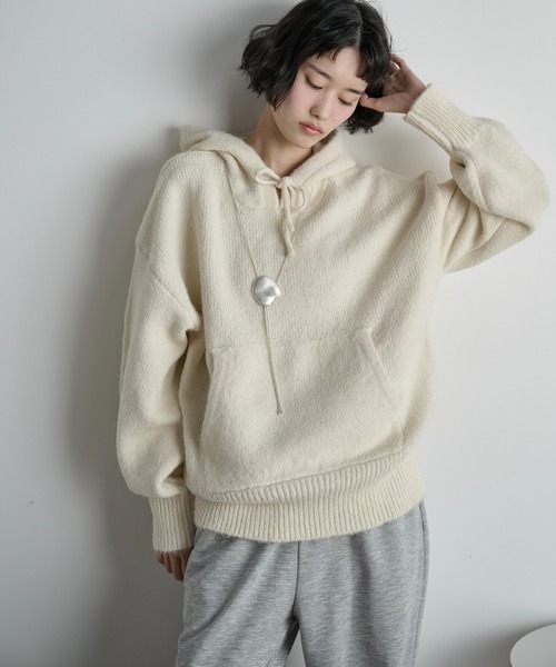 THE Yon ニット セーター ニットルーズフーディー レディース